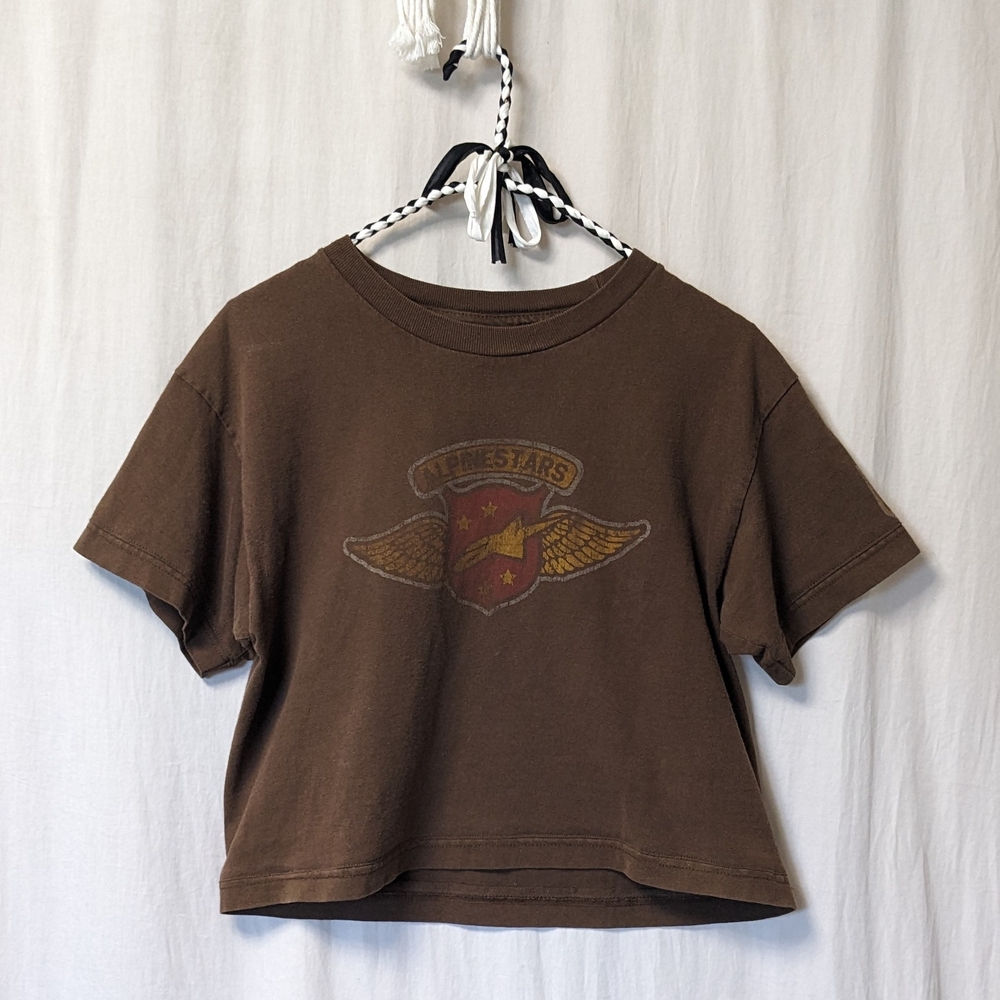 Brown Alpinestars Cropped Graphic Tee